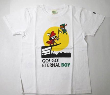 ■商品説明→ＬＡＵＮＤＲＹ イクスピアリ 限定 フックと戦うＢＯＹ君 Ｔシャツ ＸＳ 未使用品。身幅：約４２ｃｍ。身丈：約５８ｃｍ。綿１００％。バックプリントあり。