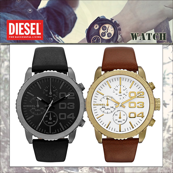 DIESEL ディーゼル Leather Strap Chronograph Watch レザー ストラップ クロノグラフ ウォッチ 腕時計 全２色 2012