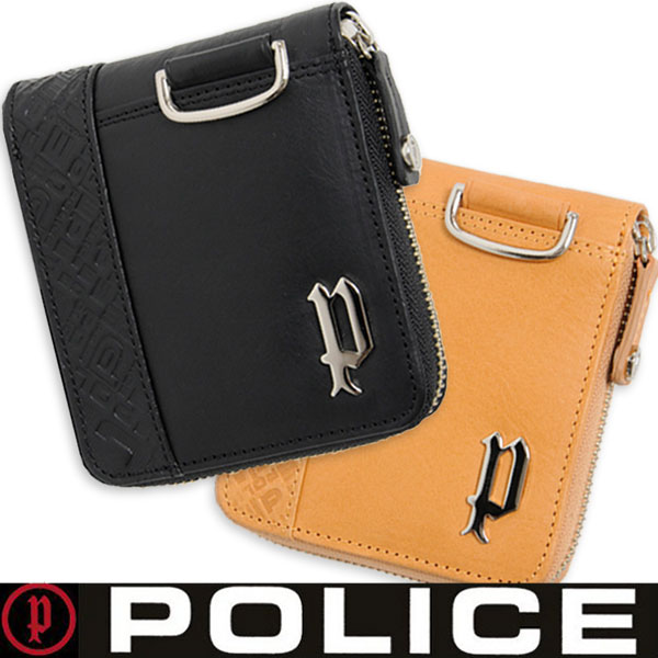 送料無料 POLICE ポリス メンズ二つ折り財布 ラウンドファスナー イタリアンレザー 記念品 御祝 プレゼント PA-6102 二種