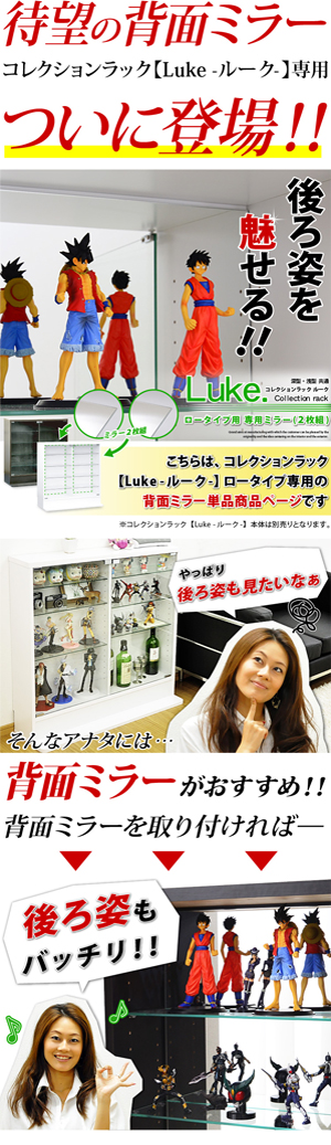 コレクションラック 【ルーク】 専用ミラー2枚セット （ロータイプ用/深型・浅型共通）